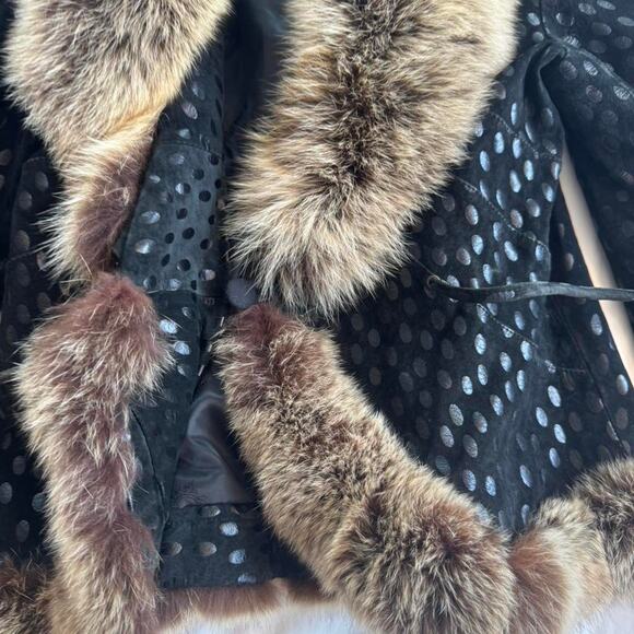 Beautiful black agfhan coat with real fur collar - Picture 3 of 5